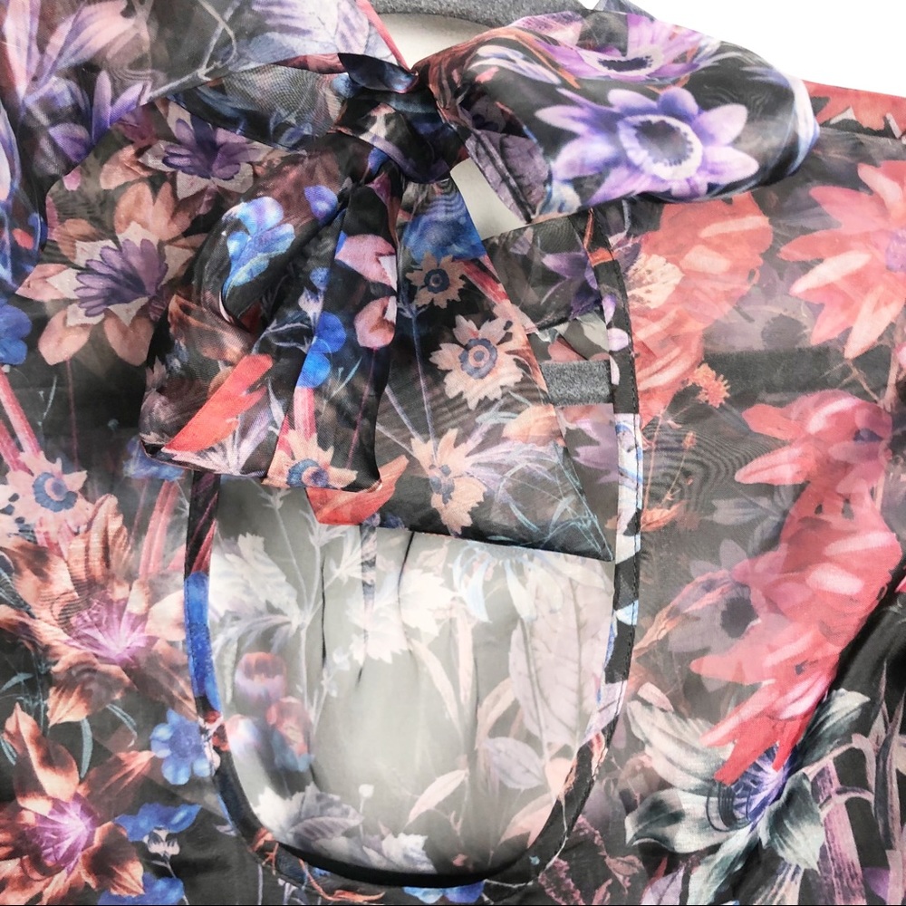 ANTHROPOLOGIE | MAEVE Floral Organza Puff Sleeve Blouse Women’s Size Medium - Picture 12 of 13